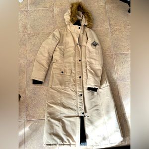 Light beige full length Beaver Canoe winter jacket